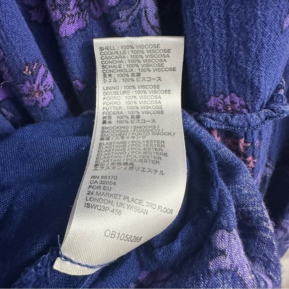 Free People Dress Midi Off Shoulder Smocked Boho Floral Vacation Size Small - Picture 7 of 8